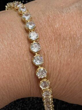 18K Gold Filled Tennis Bracelet with AAA CZ Stones size 6.5"-7" NWOT